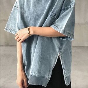 Casual Light Blue Denim T- Shirt